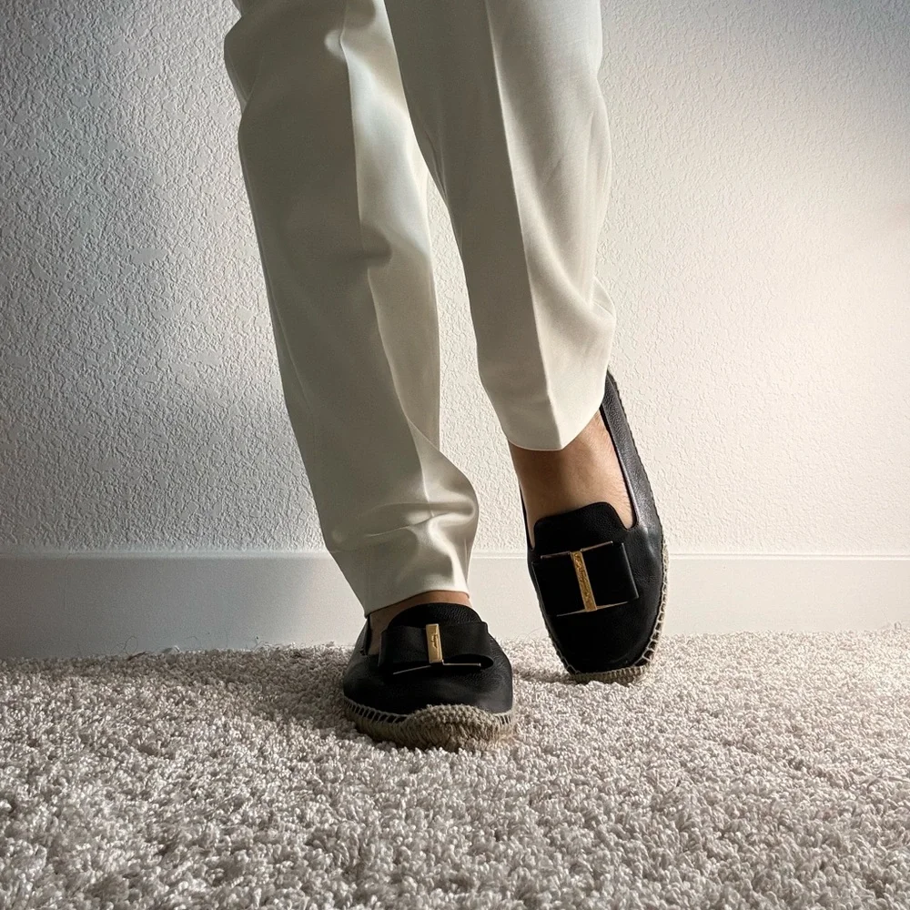 Salvatore Ferragamo Black Espadrilles with Gold Accent